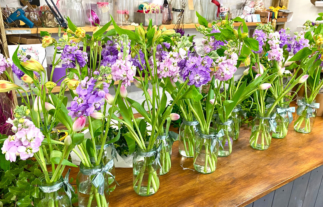 Prepping up our British-grown Easter flower posy arrangements