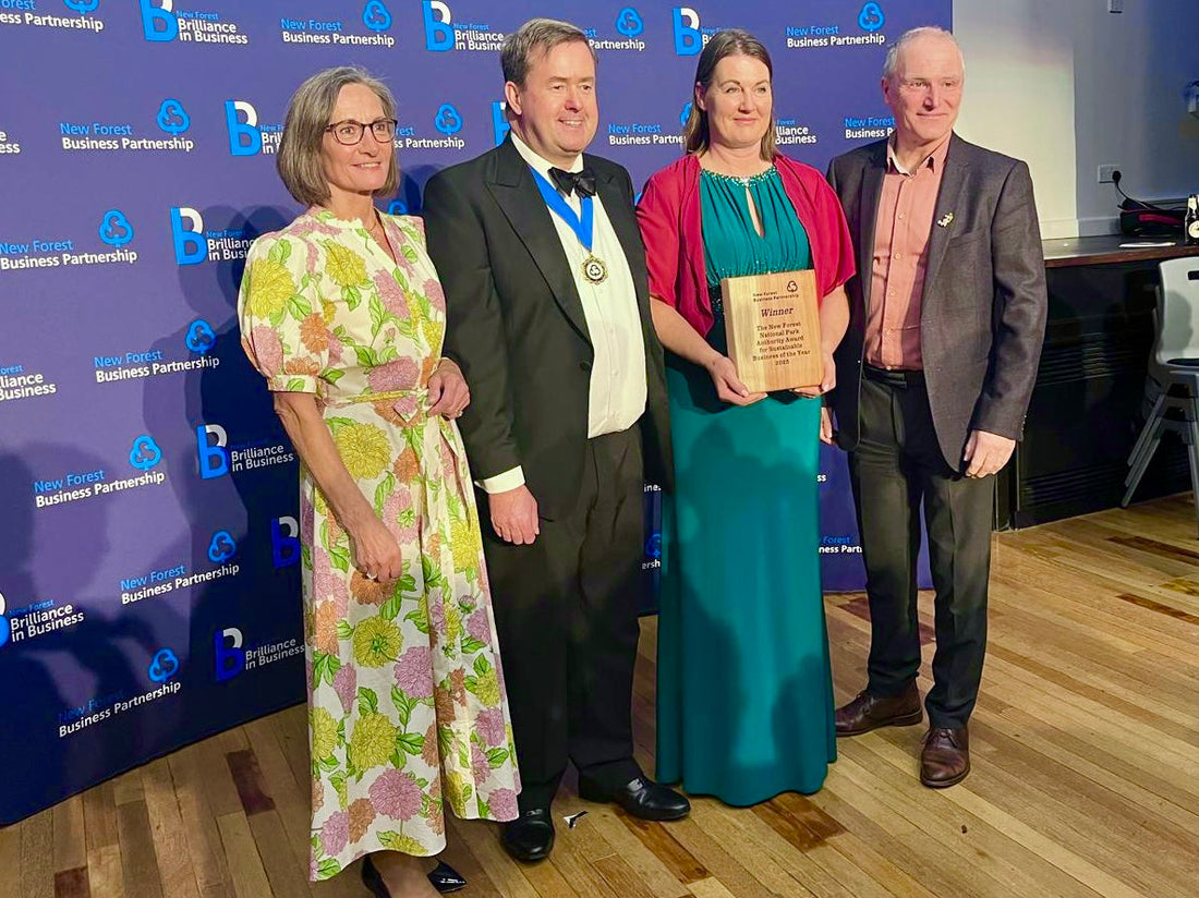 Sophie Townsend from MeadowSweet Posies receiving the New Forest Sustainable Business of the Year Award 2025