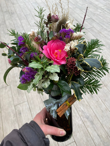 Winter British-grown flowers for this bespoke subscription bouquet