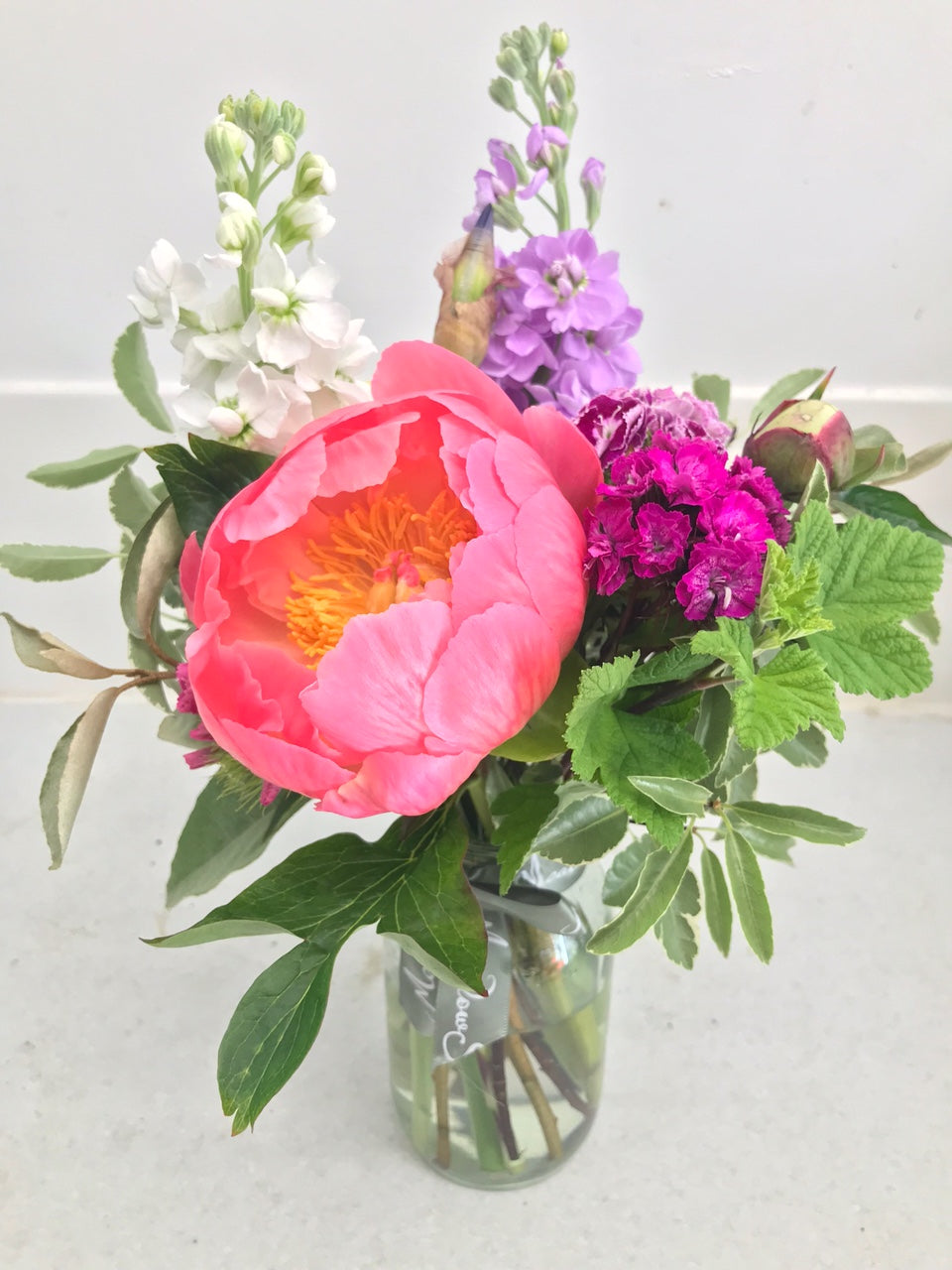 British coral charm peony posy flower subscription