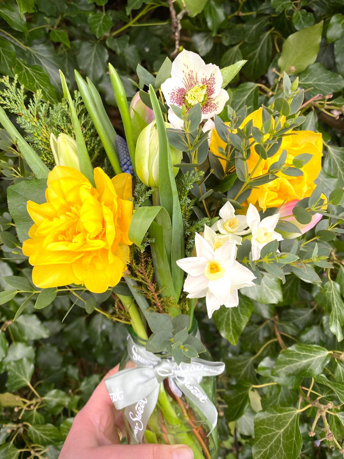 British-grown spring flowers in MeadowSweet posy