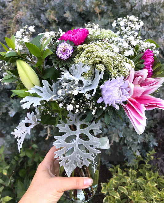 British seasonal MeadowSweet flower posy