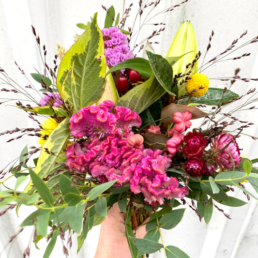 Our Autumnal posy of British grown flowers