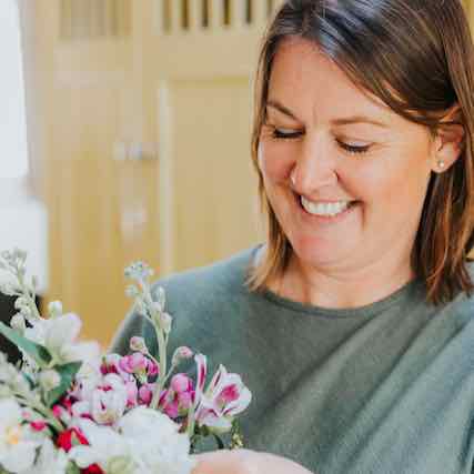 Sophie Townsend from MeadowSweet posies arranging British-grown flowers