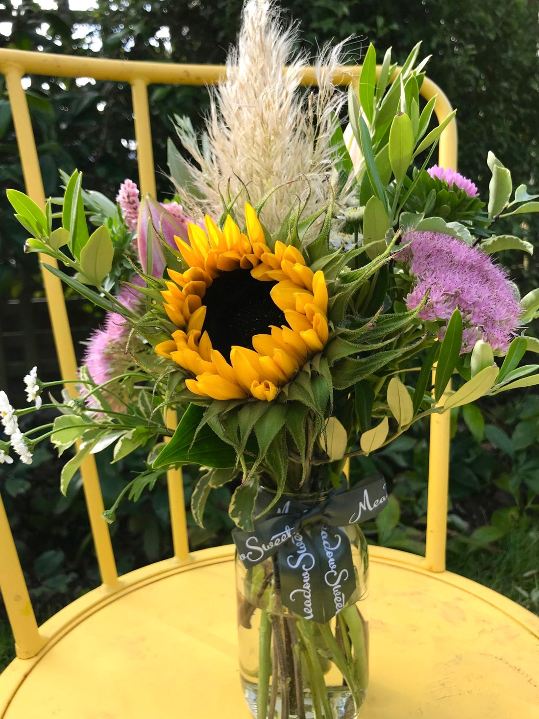 Sunflower and pampas grass British seasonal flowers 