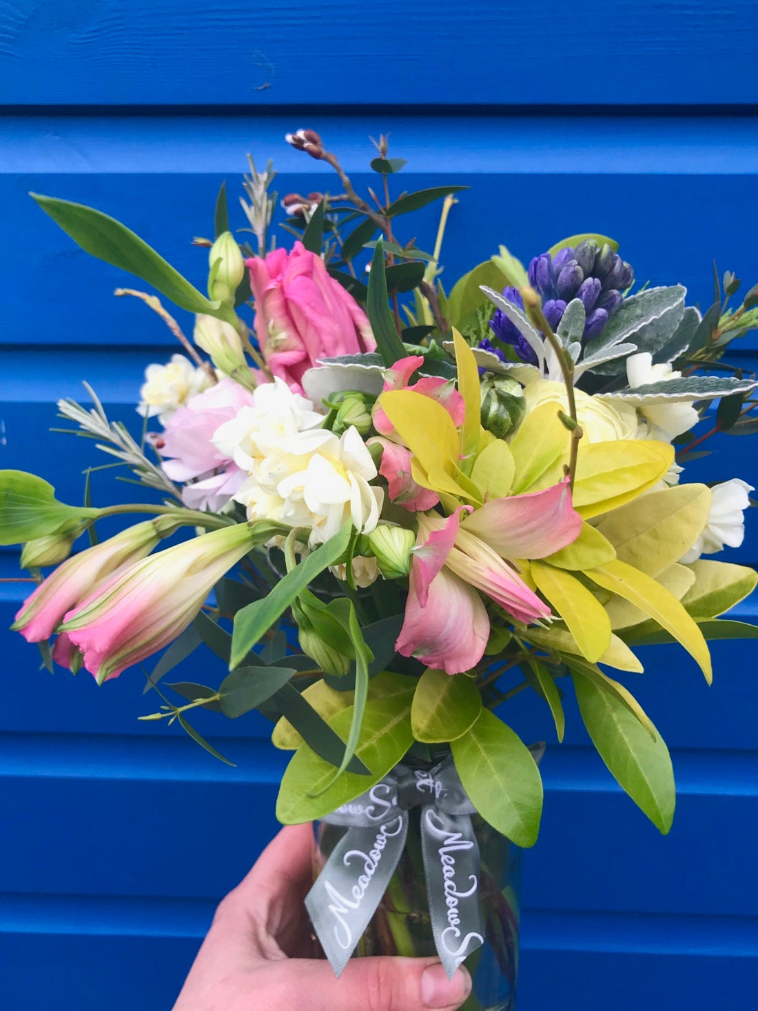 British, seasonal Spring flowers, ranunculus, narcissi, parrot tulip, alstroemeria