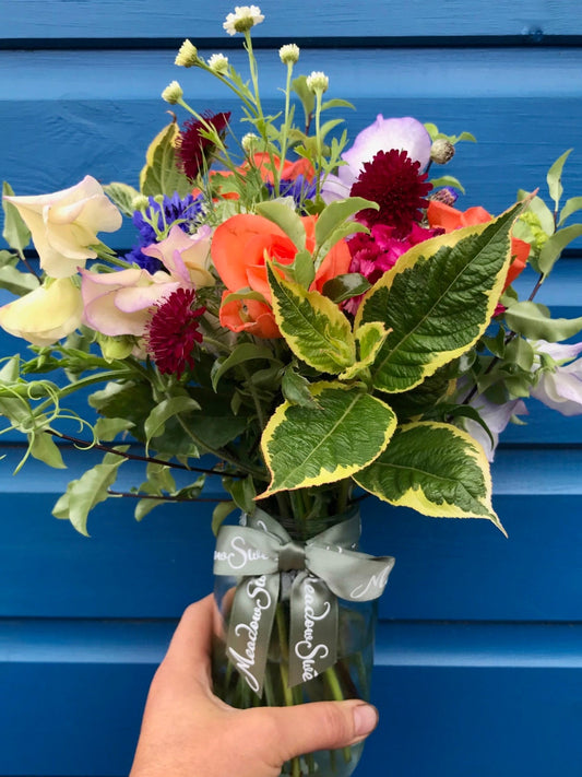 British and homegrown roses and garden flower posy
