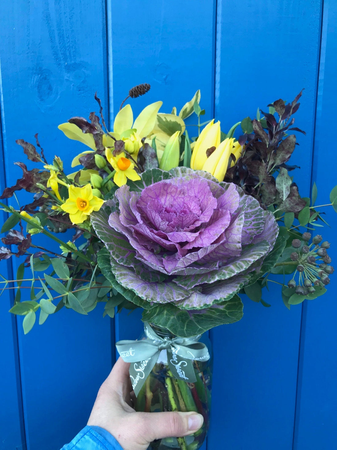 British flowers and foliage including brassica, tulip and narcissi