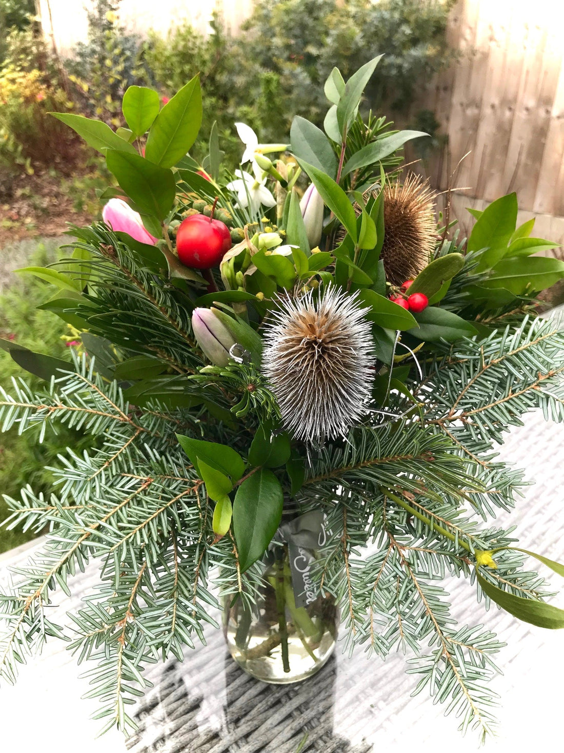 British Christmas, seasonal flowers and foliage flower subscription