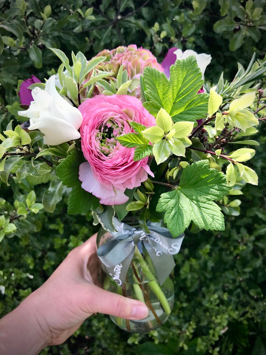 British ranunculus and tulip flower posy subscription service