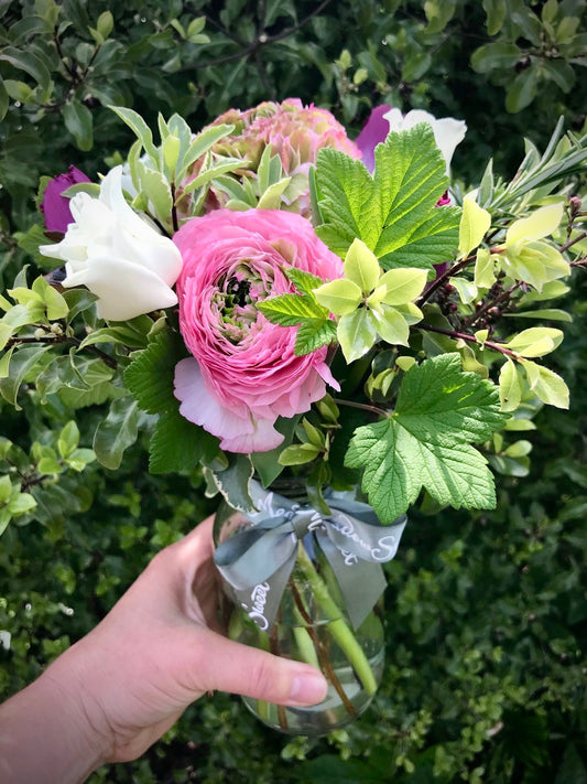British ranunculus and tulip flower posy subscription service