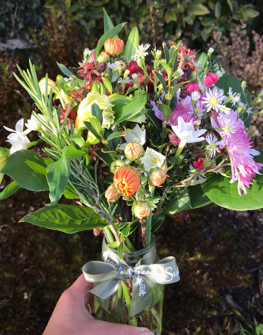 Autumn British and homegrown flowers in this MeadowSweet posy