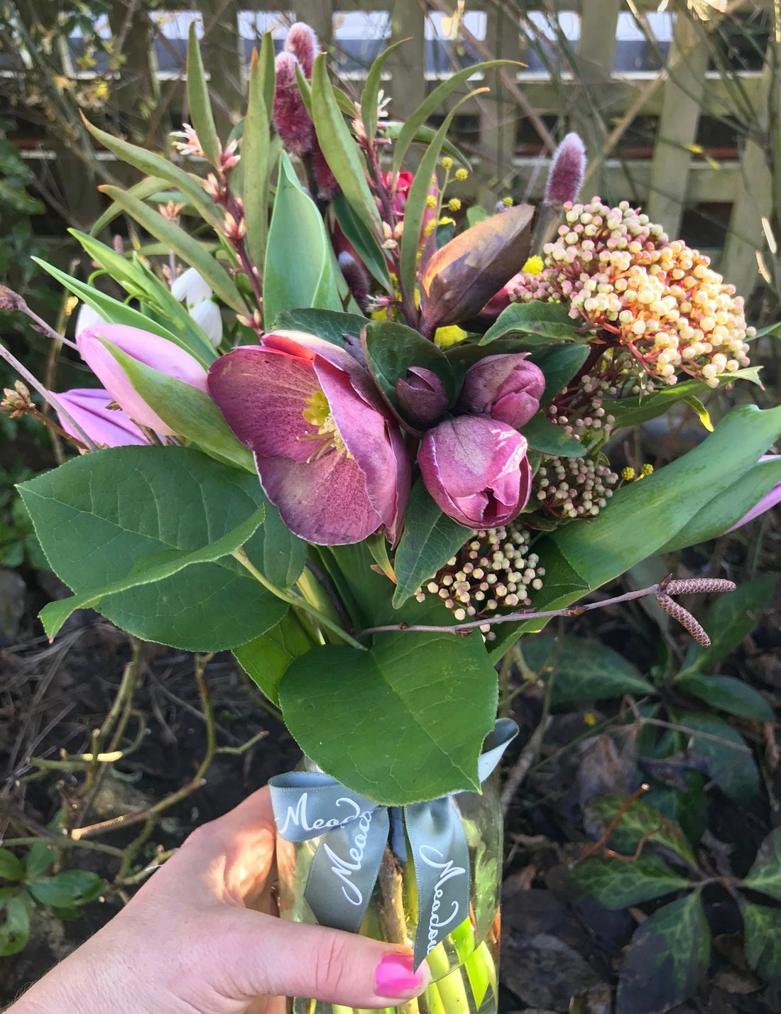 British locally grown winter flowers in this MeadowSweet posy