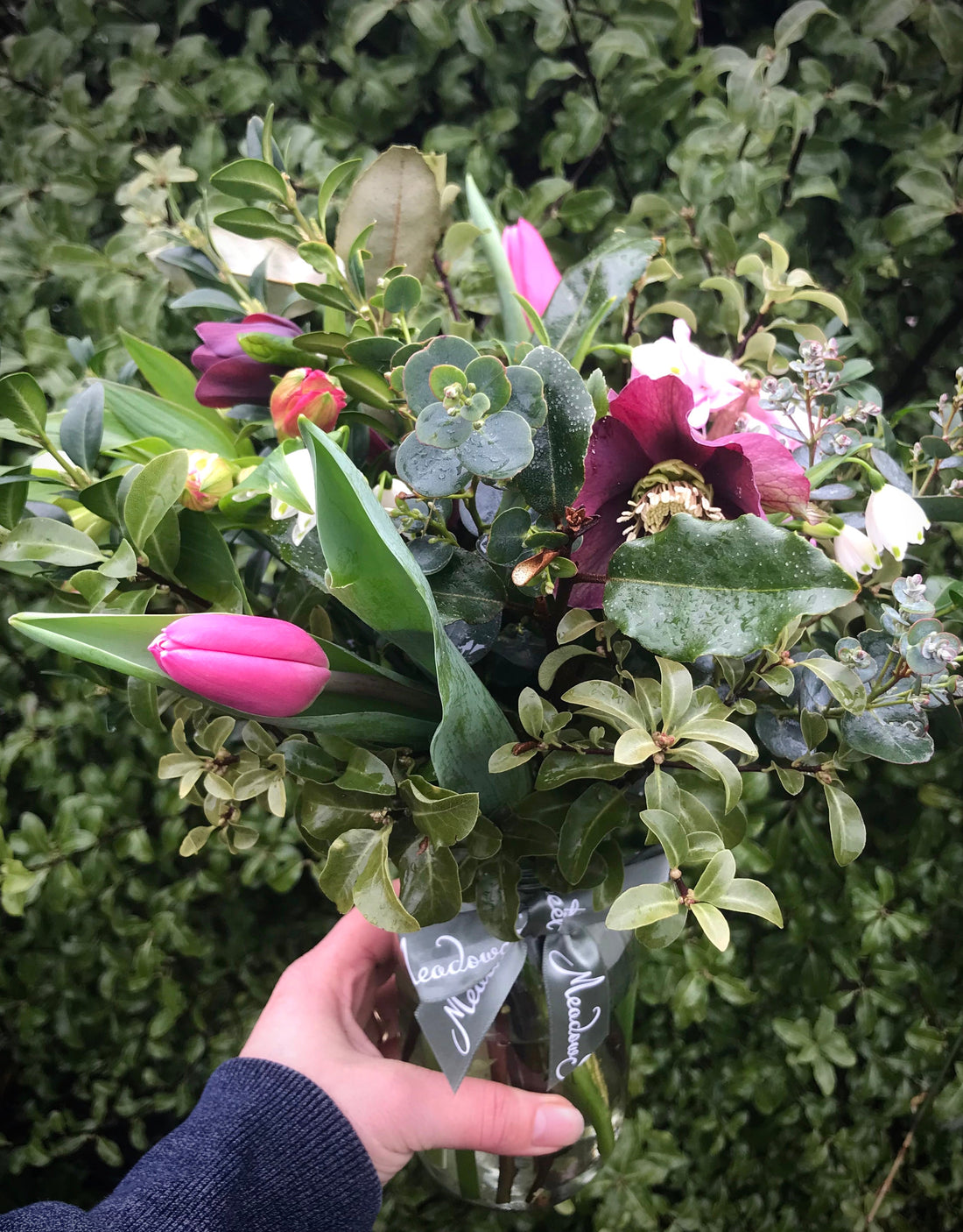 British winter seasonal flowers including hellebores in this MeadowSweet posy