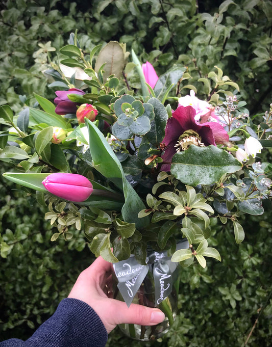 British winter seasonal flowers including hellebores in this MeadowSweet posy