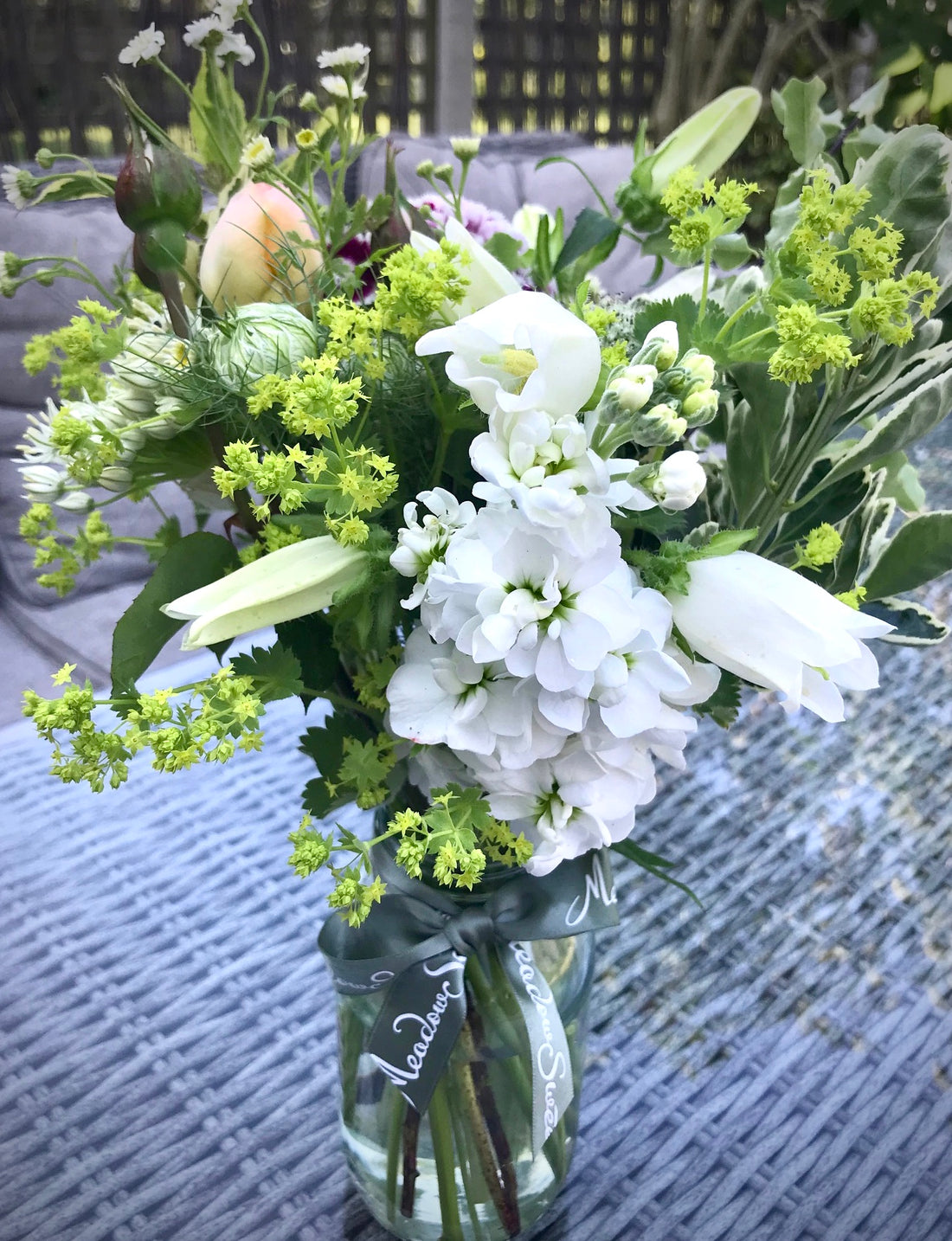 British summer flowers including homegrown rose and peony