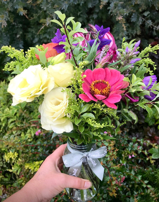 Zinnias and other seasonal British cut flowers from our cutting garden